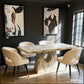 MFurn Nordic Styled Faux Marble Stone Dining Table Set Inc 6 Chairs