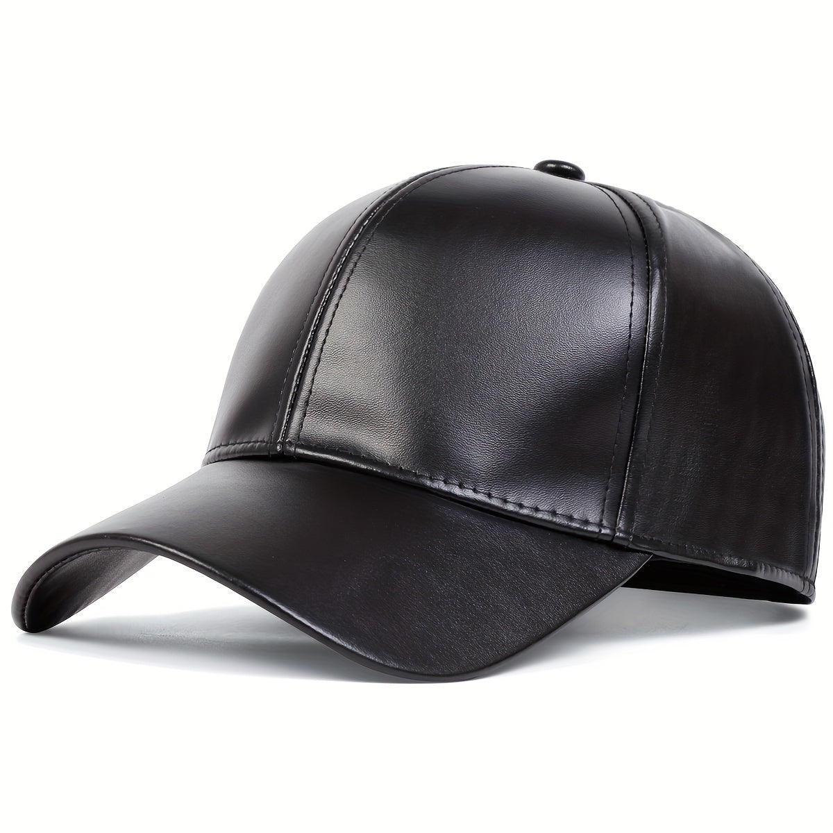 Unisex PU Leather Baseball Cap Black Casual Hats