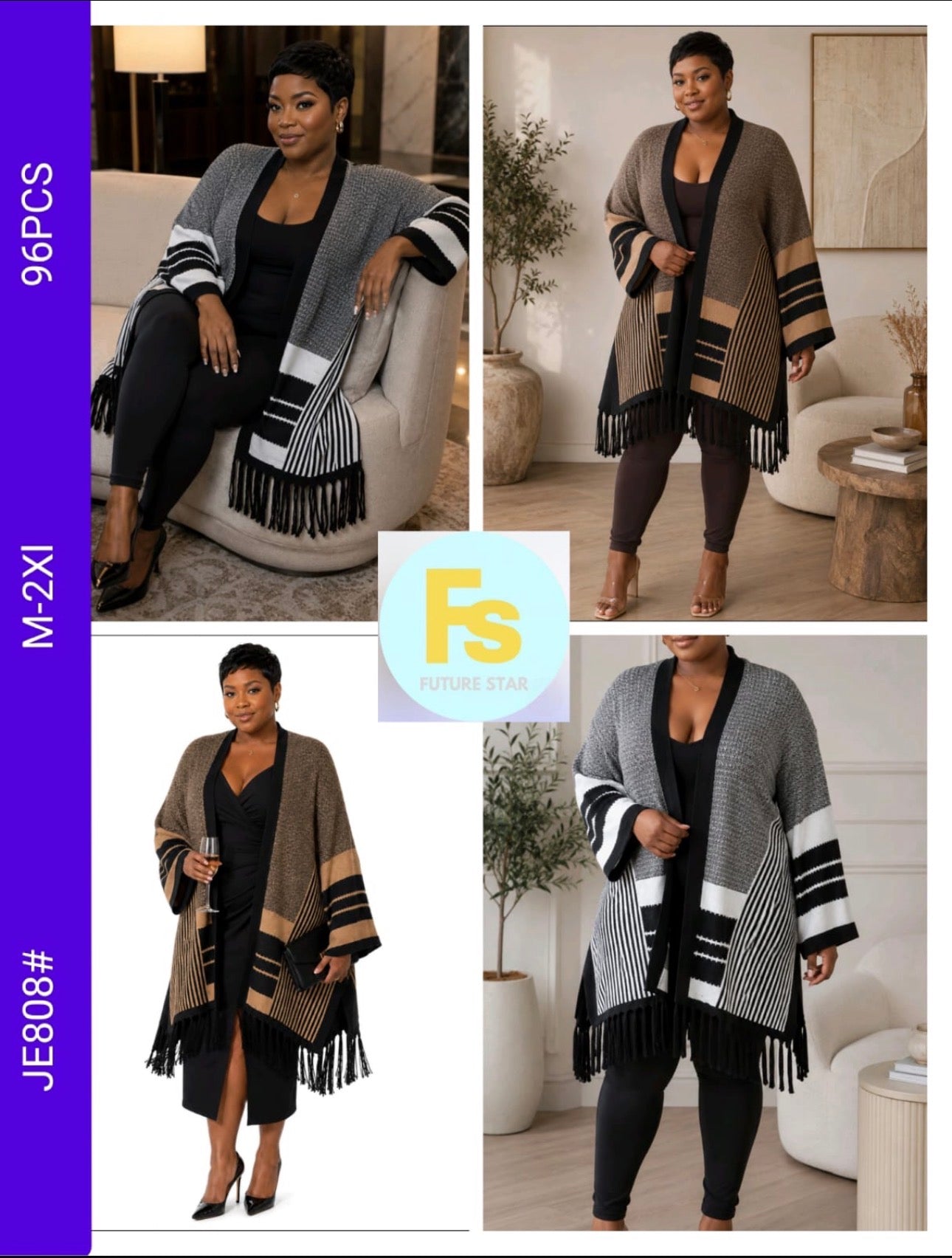 Ladies Poncho-Style Cardigan -Various Colours