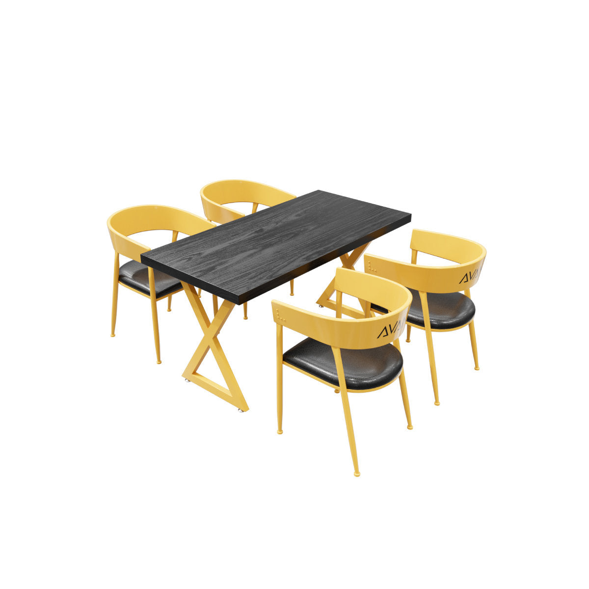 MFurn Monda 4 - Person Solid Industrial Wood Top Double Pedestal Dining Set-Various Colours Available. Only Available On Pre-Order