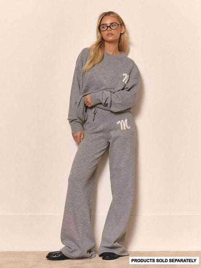 Ladies Knitted Lounge Set With Contrast Emblem-Various Colours