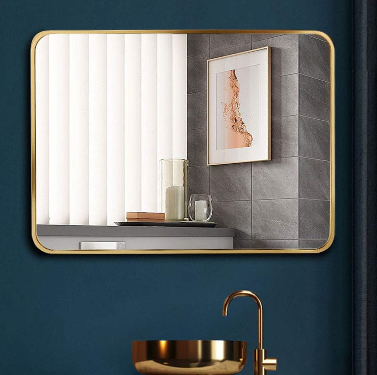 Mirrors Rectangular Black or Gold Frame Mirror 40x60cm