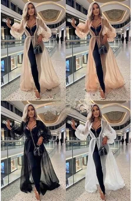 Ladies Floor Length Sheer Mesh Cardigan-Various Sizes & Colours