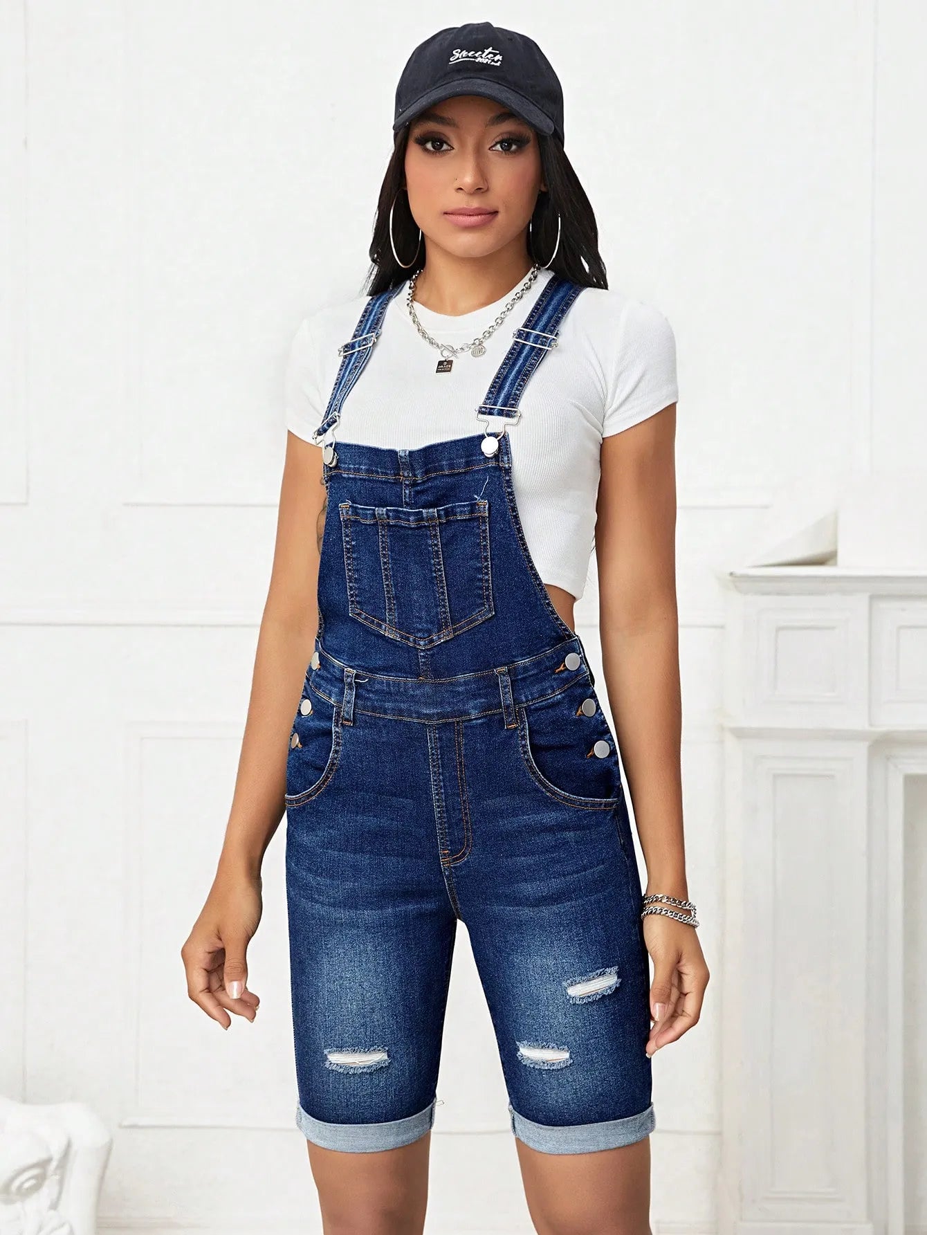 Ladies Dark Wash Denim Jumpsuit-Various Sizes