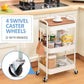 MFURN 3 Tier Rolling Cart with Table top, Metal Rolling Utility Cart on Wheels, Sturdy Storage Organizer Cart with Hooks for Office, Classroom, Kitchen and Bathroom (White)