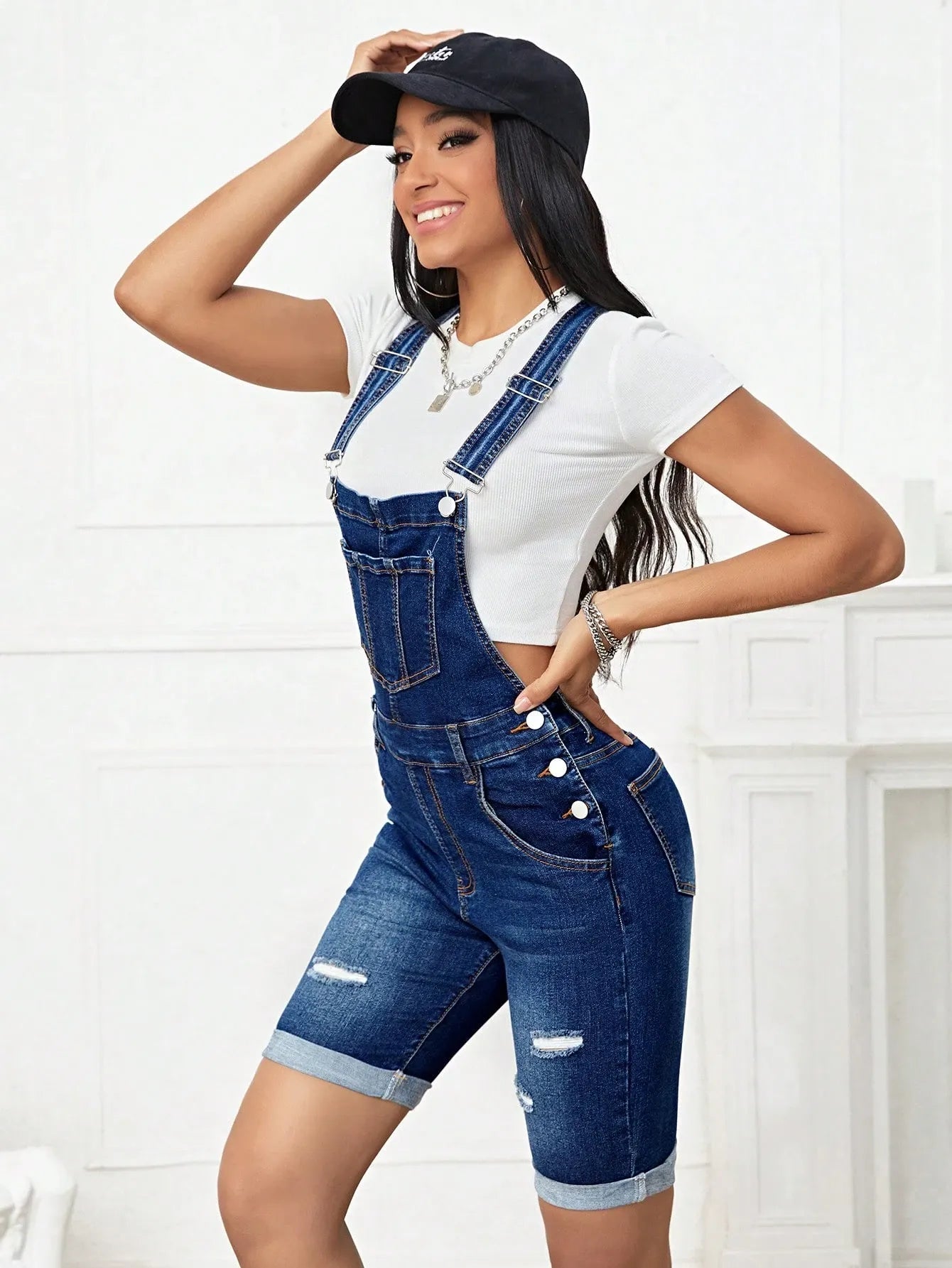 Ladies Dark Wash Denim Jumpsuit-Various Sizes