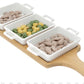 Ceramic Snack Set With Wooden Tray 3pc