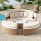MFURN Rattan Sun Island with Foldable Sun Canopy, Polyrattan Lounge Set Including Cushions & Height-Adjustable Coffee Table, Outdoor Sun Lounger, Garden Lounger, for Garden, Patio, Porch-Pre-Order Sales Now Available