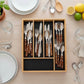 MHome Bamboo Cutlery-Multipurpose Tray - Kitchen Drawer Organiser with 5 Compartments - Durable, Durable, Eco-Friendly