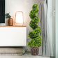 Artificial Boxwood Spiral Topiary Tree Plant Twisted Indoor Or Outdoor Decor