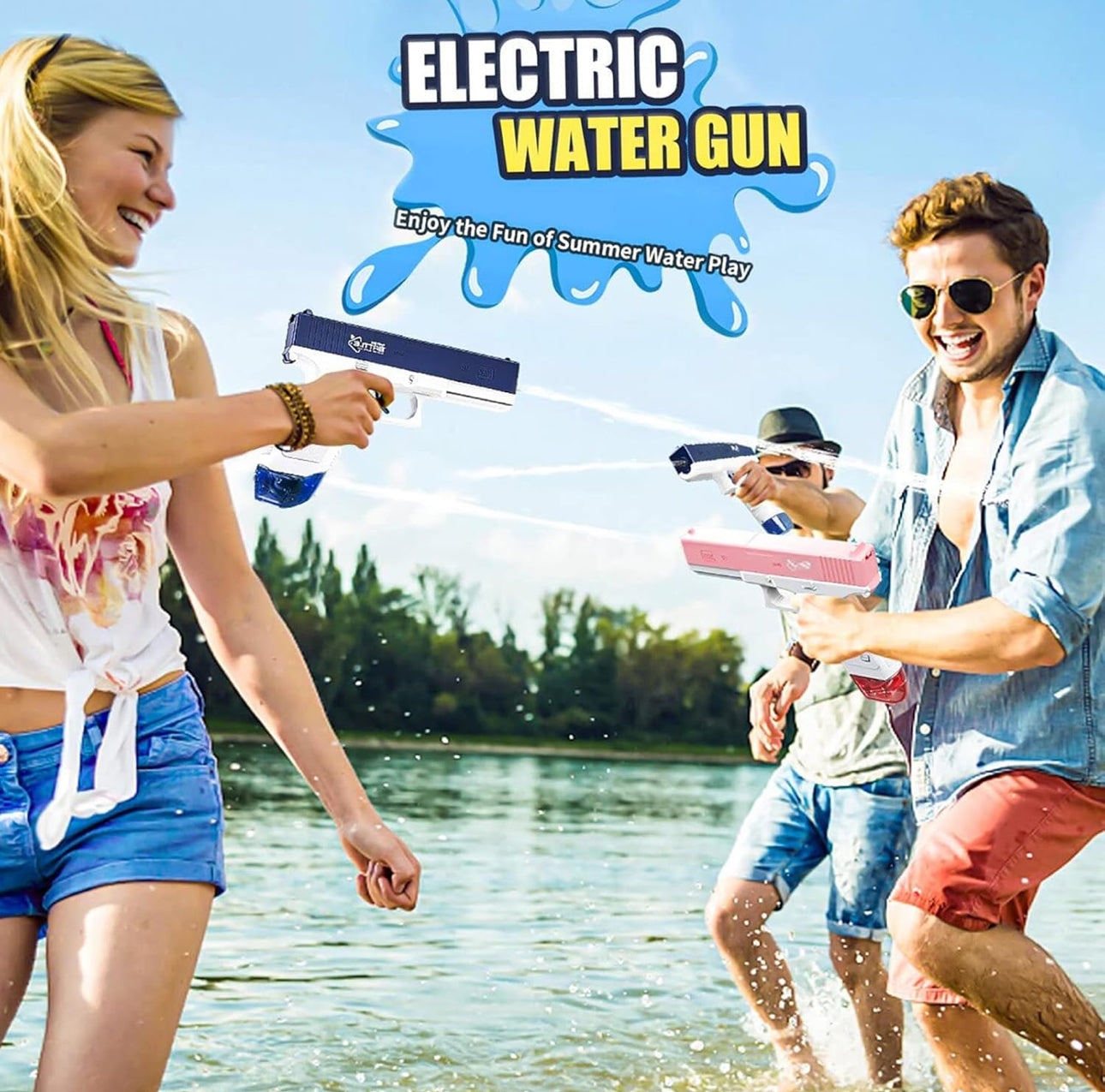 Electric Water Gun, Large Capacity Strongest Water Sprayer Summer Pool Beach Party Toy and Don't Worry About Leaks for Adults and Children