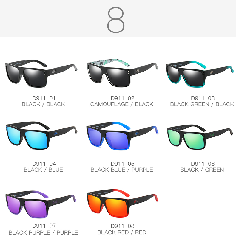 DUBERY Men Women Polarized Sport Square Sunglasses Driving Fishing Glasses 2024