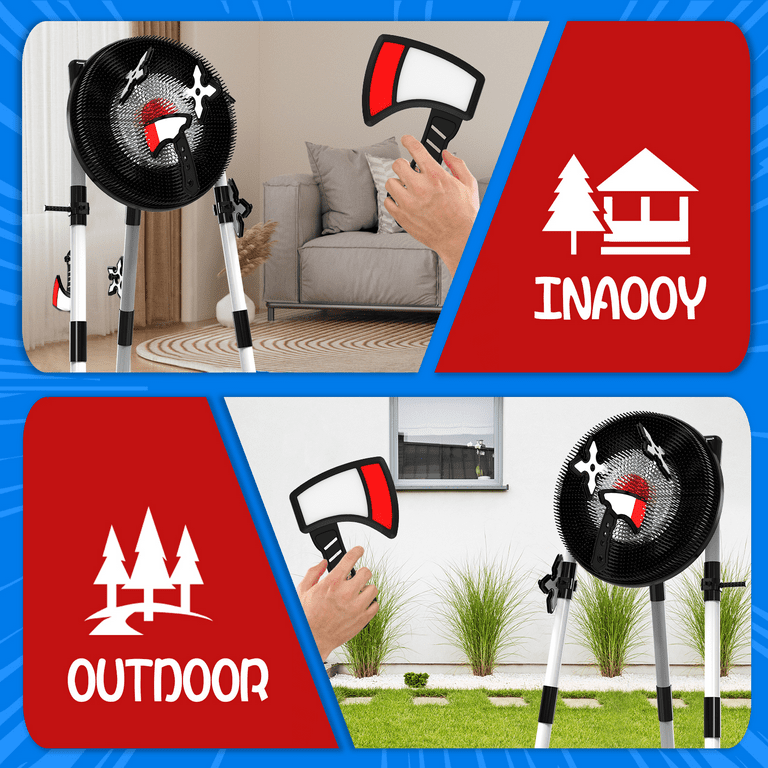 Axe Throwing Target Game Set for Backyard, Includes 3 Axes & 3 Darts