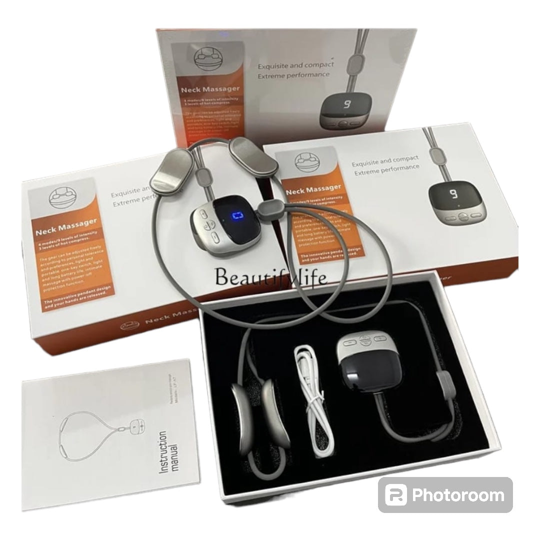 Smart Hanging Neck Shoulder Cervical Massager Heating TENS EMS Pulse Necklace