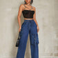 Women’s SEXY Casual Fit Casual Denim Wide Leg Pants With Pocket Design