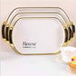 MHome Elegant Rectangular Tray Set 3PC – Melamine with Gold & Silver Trim