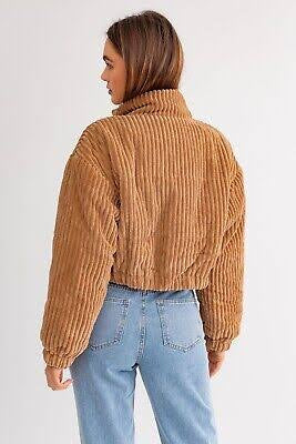 Ladies Cropped Corduroy Puffer Jacket-Various Colours