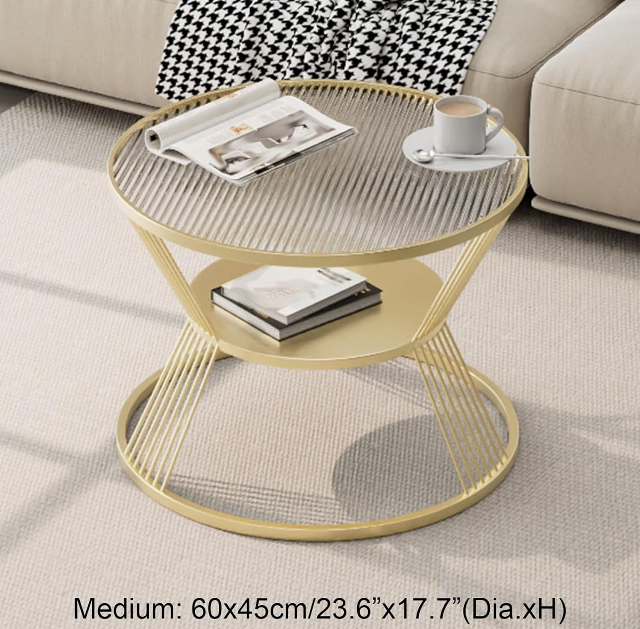 MFurn 2-Tier Round Coffee Table – Steel Frame with Double-Layer Storage