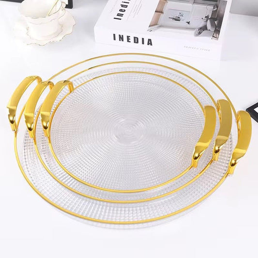 MHome 3PC Round Acrylic Serving Tray Set – Transparent & Stylish