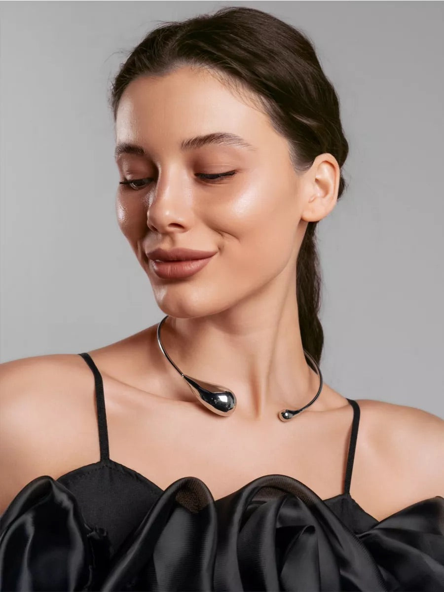Drop Design Gold Plated Choker Necklace