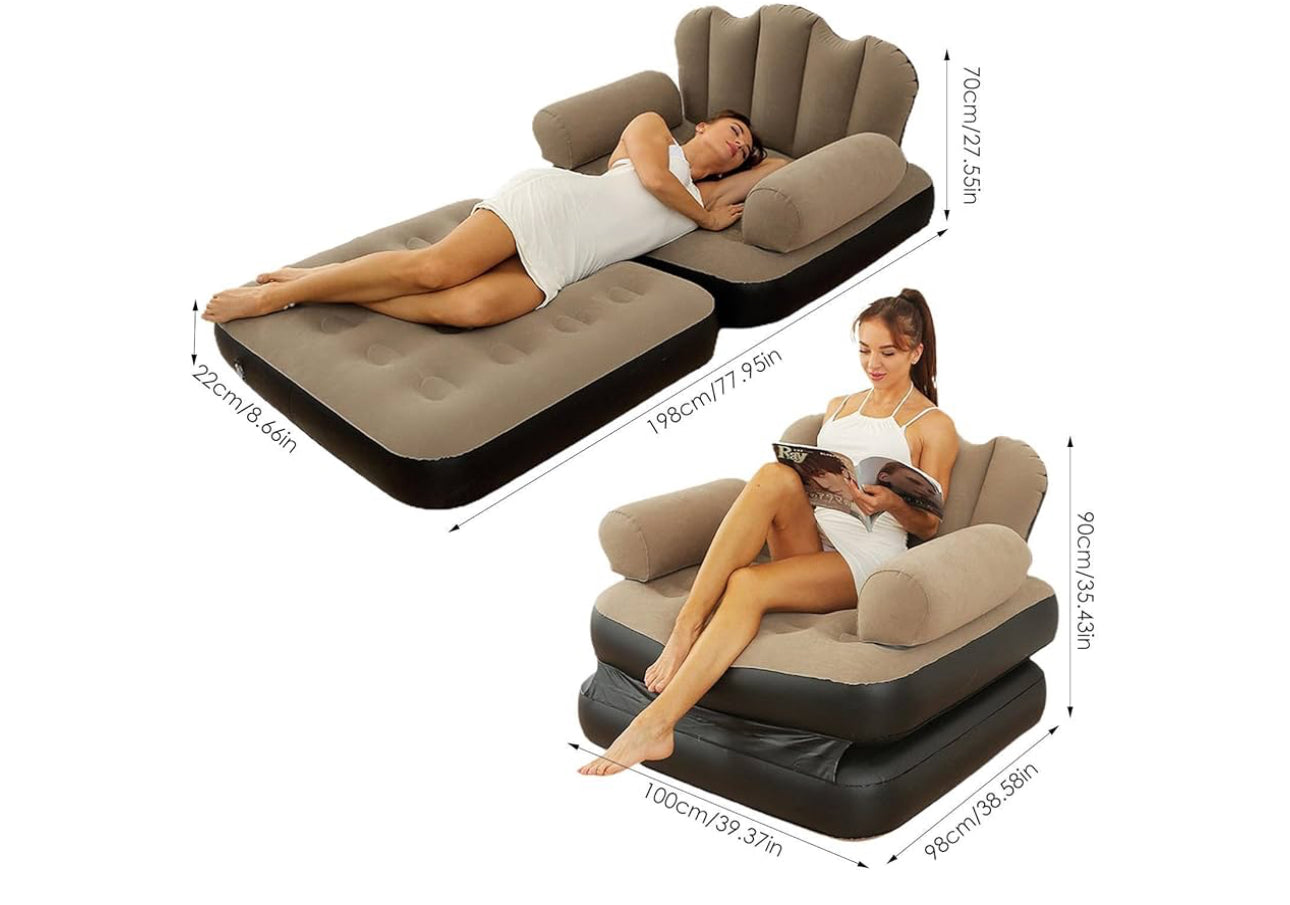 MHome Inflatable Sofa - Inflatable Sofa - Multifunctional 5-in-1 Inflatable Sofa with L-shaped-Various Colours