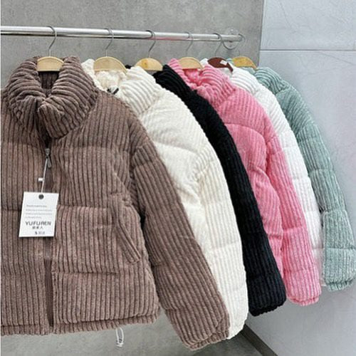 Ladies Cropped Corduroy Puffer Jacket-Various Colours