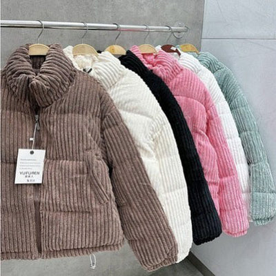 Ladies Cropped Corduroy Puffer Jacket-Various Colours