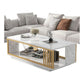 MFurn Nordic 2-Tier Storage End Table – Rectangular Coffee Table with Gold Frame
