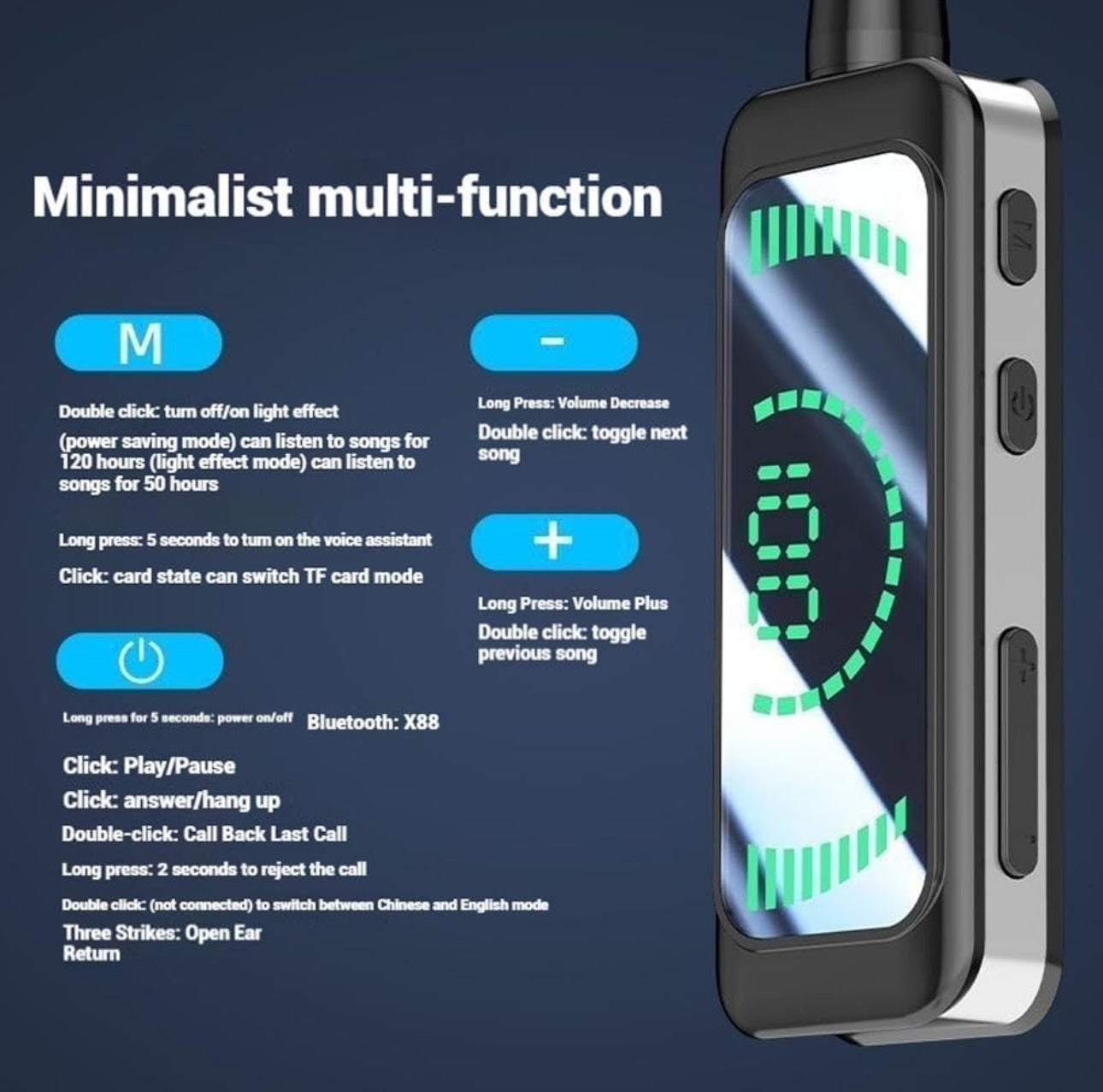 Wireless Sound Card Live Streaming Earphones, Wireless Sound Card Live Broadcasting and Audio Editing Earphones, New Waterproof Bluetooth Wireless Headset, Neckband Headphones with Display (Black)