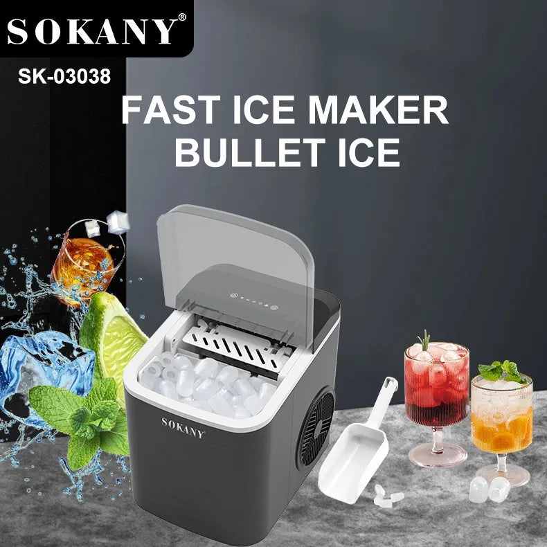 SOKANY automatic family ice maker makes ice quickly in a few minutes, convenient and energy-saving