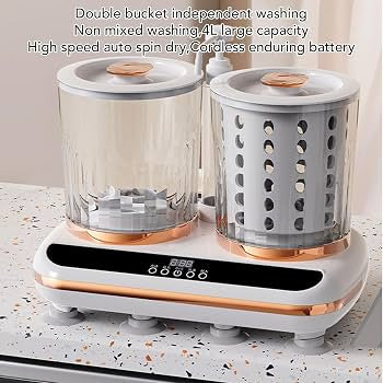 MTech Portable Washing Machine, Dual Tub Underwear Washer with Built in Drainage Pipe and Spin Dry for Travel Home Use