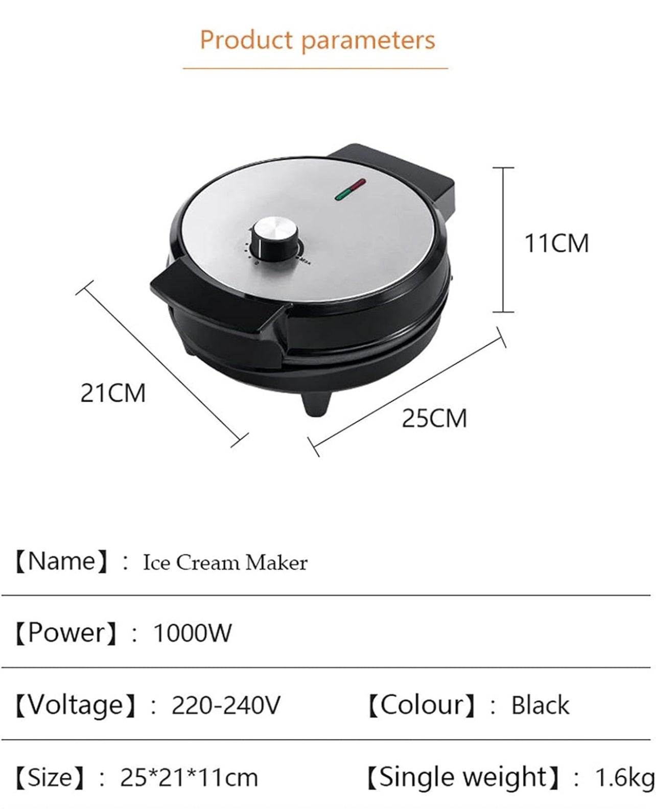 RAF Electric Waffle Cone Maker, Ice Cream Roll Iron Machine, Crispy Crepe Egg Rolls Nonstick Dessert Baking Pan, for Kitchen Cooking