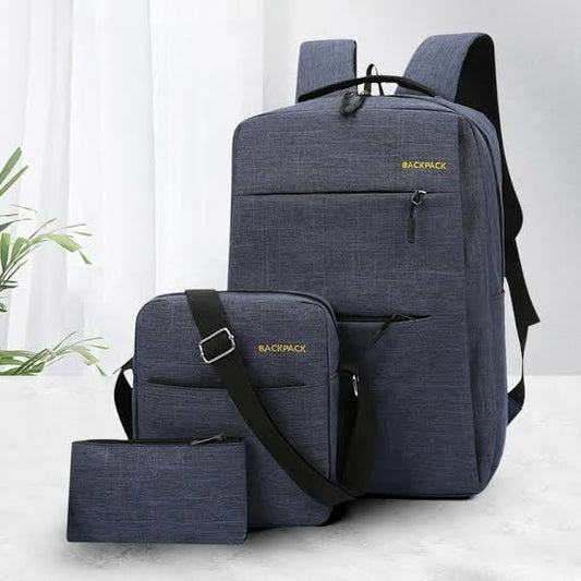 3 Pieces Business Travel Computer Daypack With USB Charging Port-Various Colours
