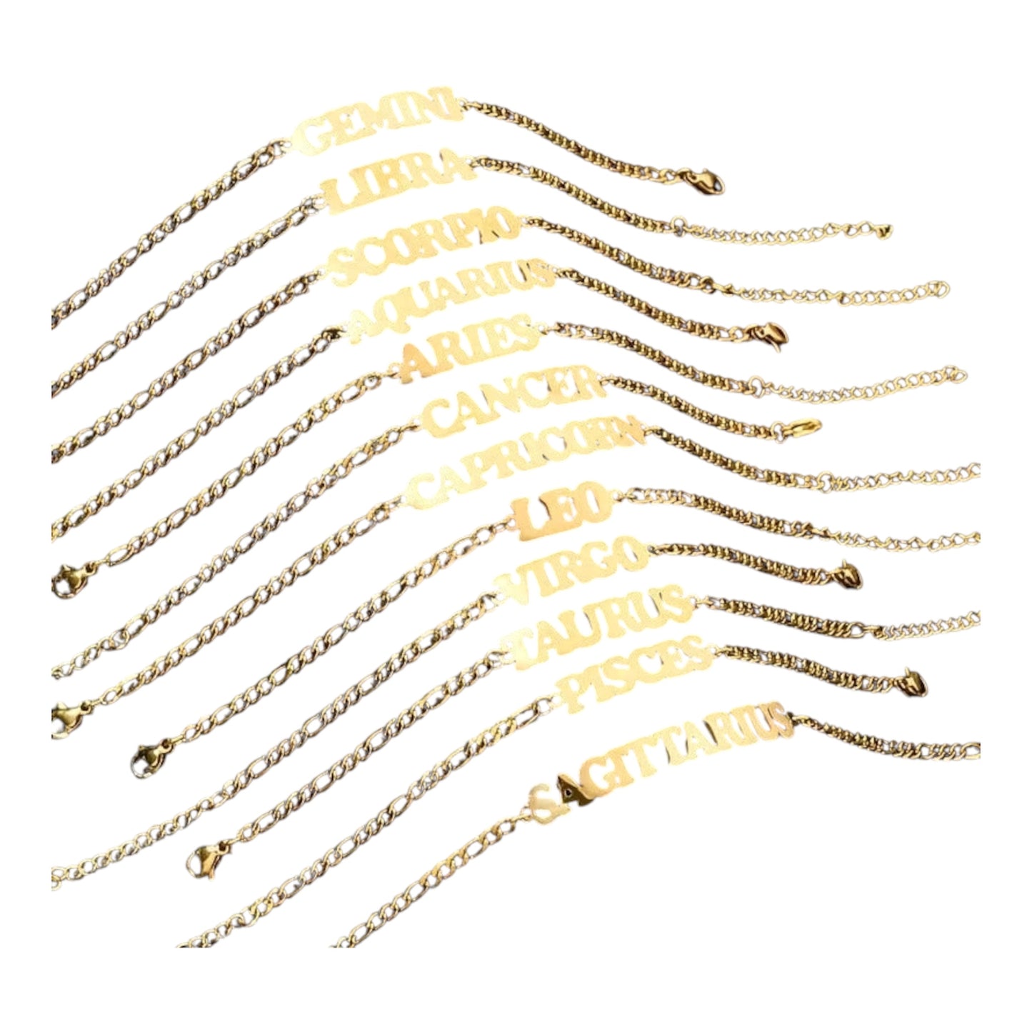 Zodiac Sign Name Bracelet 18K Gold Plated