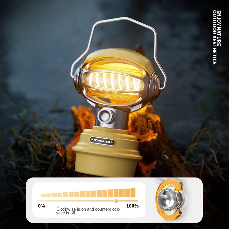 Retro Camping Lamp Rechargeable Hanging Tent Lights Portable Camping Lantern Waterproof Emergency Work Light for Outdoor
