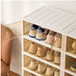 MHome 12-Compartment Folding Shoe Storage Cabinet – Transparent Plastic Organizer with Wheels