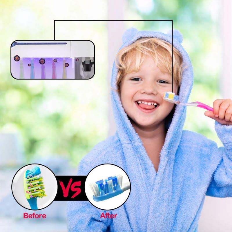 MHome Ultraviolet Sanitiser & Toothbrush Holder With Toothpaste Dispenser
