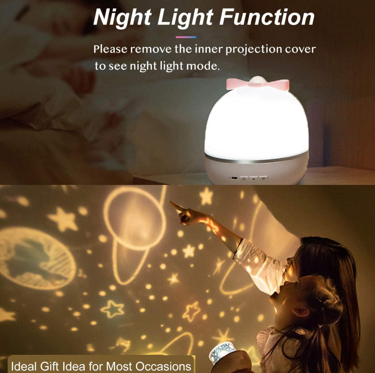 Night Light Projector,Howap Kids Star Night Light,360-Degree Rotating Colors Changing Desk Lamp with Built-in Song,Carousel,Space,Star,Sea,Birthday,Rose,6 Themes Projector lamp for Kids,Bedroom,Party