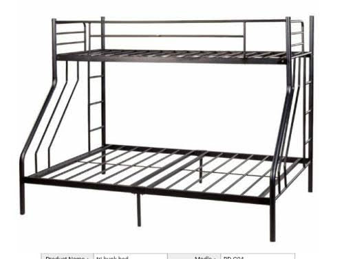 MHome Steel Double Bunk Bed – Single Top & Double Bottom | Space-Saving Modern Design