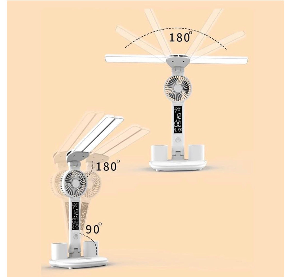 MTech 4-1 Table Lamp with Fan Pencil Holder Double Head Office Lamp USB LED Desk Lamp Plug in Home & Garden | Lamps, Lighting & Ceiling Fans