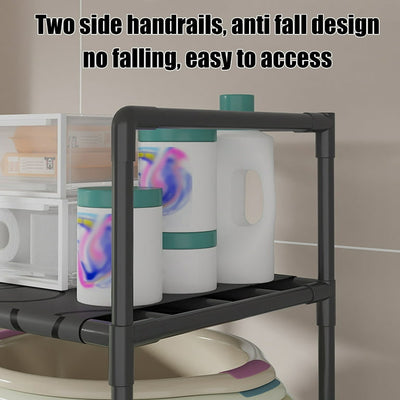 MHome 3-Tier Laundry Hamper Rack - Stainless Steel Storage with Dirty Clothes Basket, Suitable for Bathroom Toiletries, Compact Organizer for Bathroom or Laundry Room