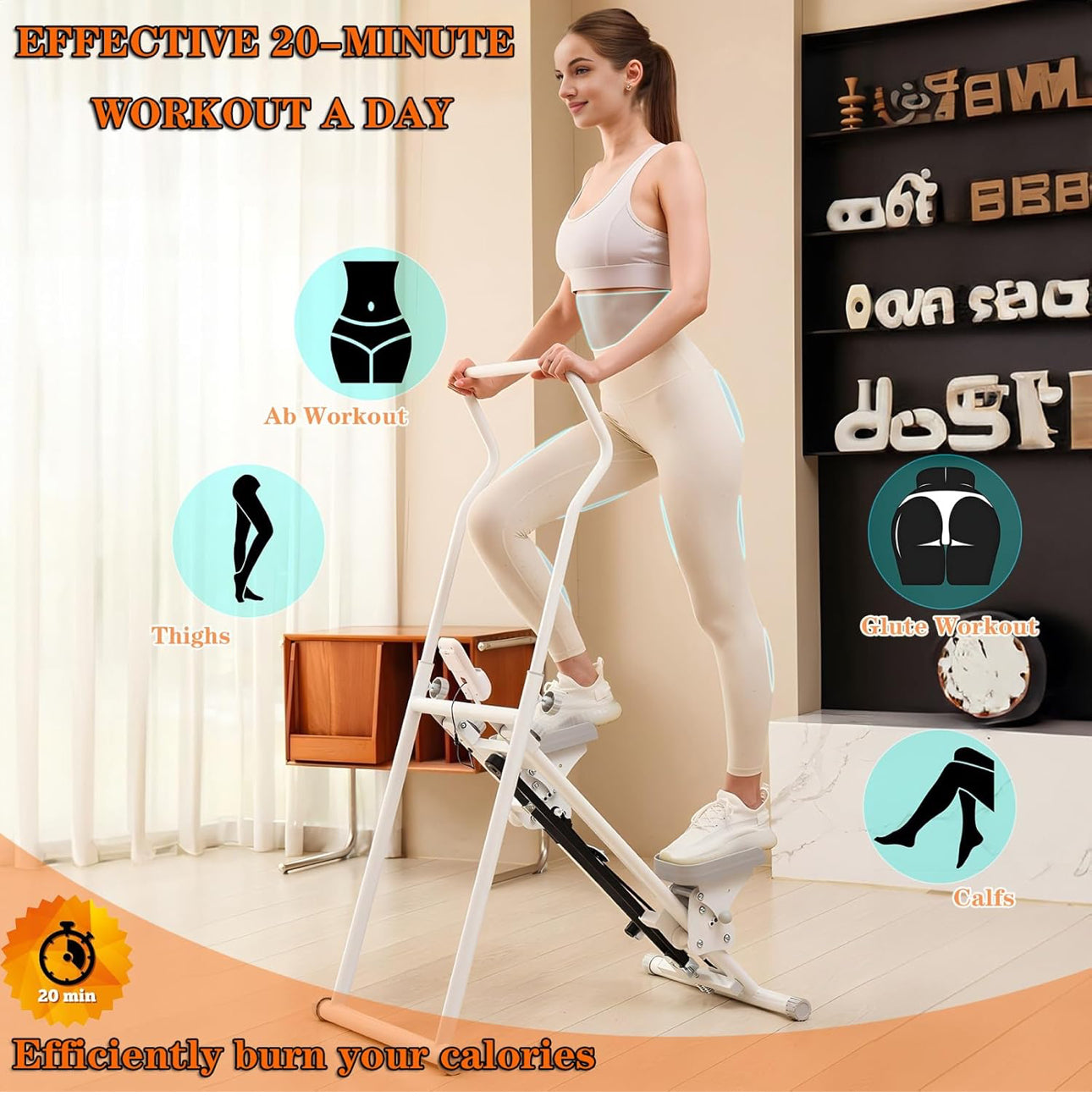 Pro-Sportz Stair Climber Stepper for Home Gym Exercise, Vertical Climber Machine for Full-Body Workout, Folding Cardio Exercise Climber with LCD Monitor, Adjustable Handlebar & Pedals