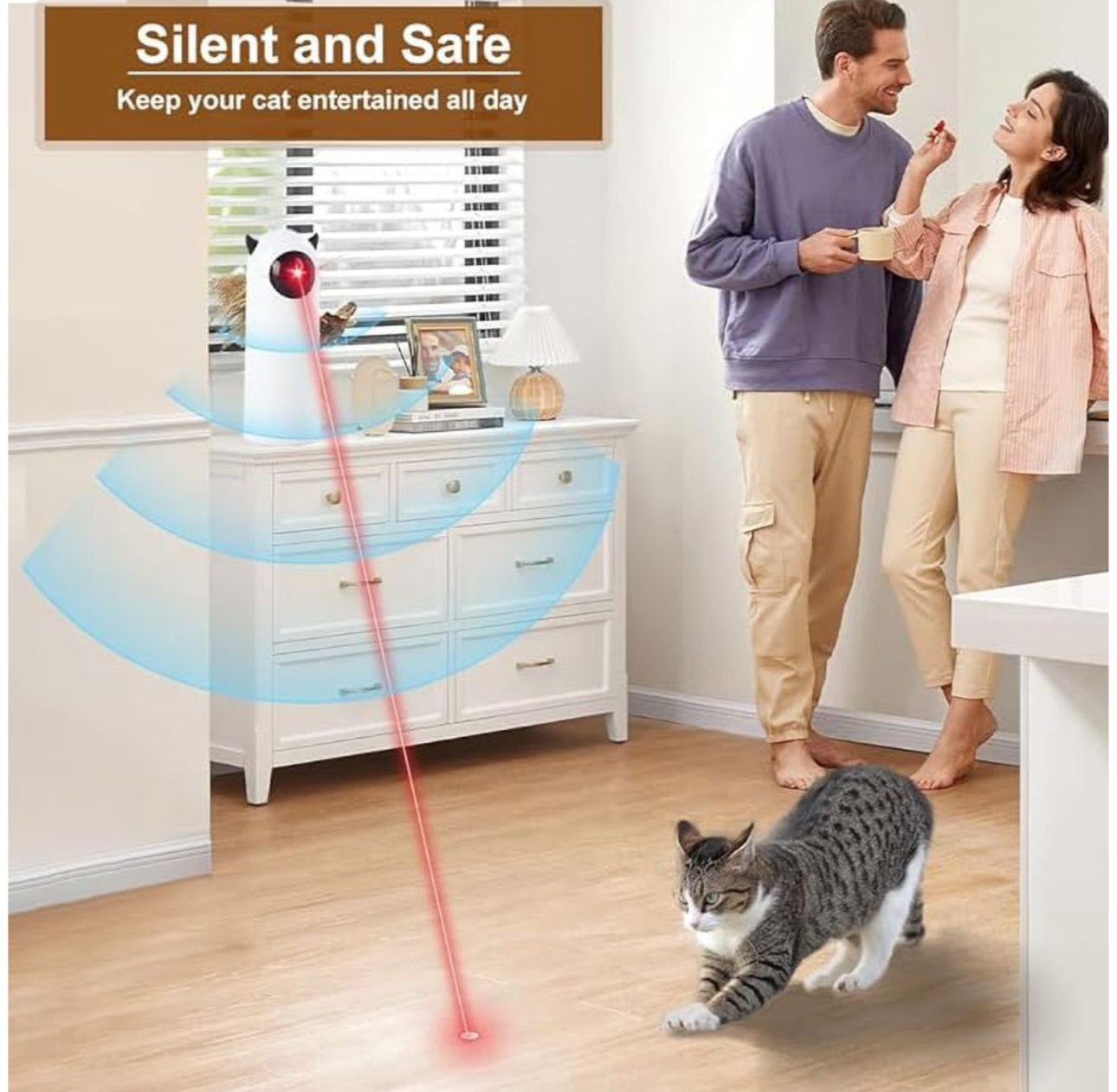 MTech Automatic Cat Laser Toy – Interactive USB & Battery Powered Pet Laser With 3 Modes, Auto Timer, 360° Rotation