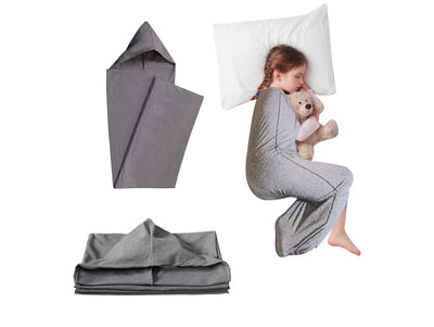 Adult & Kids Swaddle Wearable Blanket with Hoodie Ultra-Light Cozy Sleeping Bag for Indoor Outdoor Sleeping