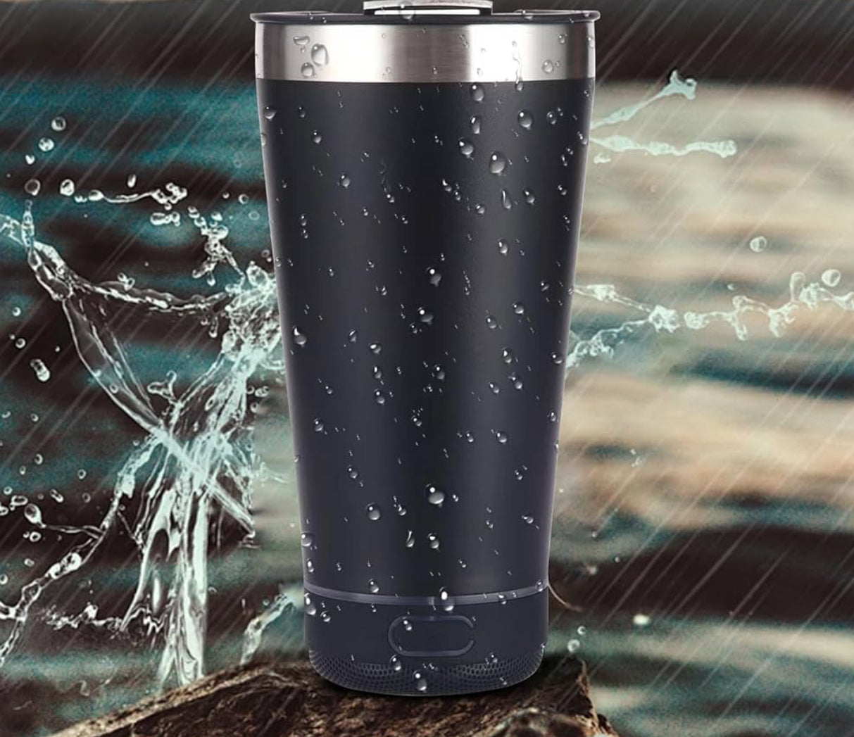 MTech 473ml Bluetooth Speaker Travel Mug – Stainless Steel Tumbler (Multiple Colors)