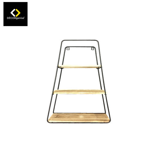 MHome 3 Piece Black Metal Trapezoidal Shelving