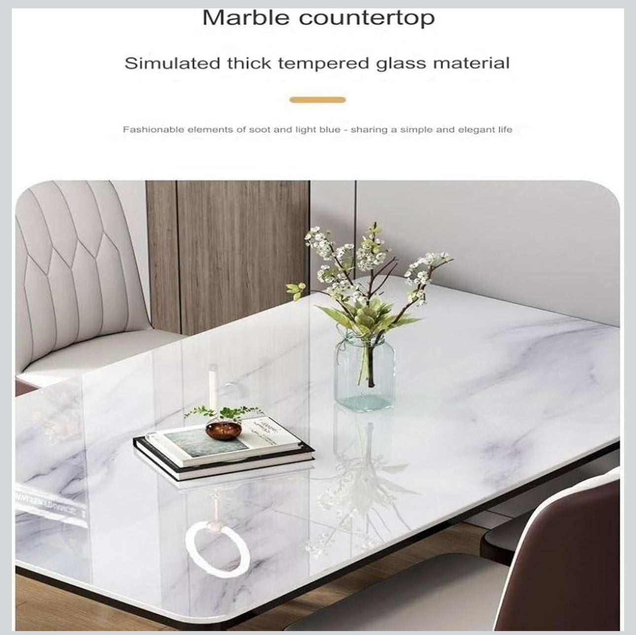 MFurn Trendy Marble Sintered Top Dining Table & Chair 5pc Set
