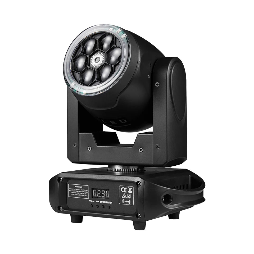 MTech 7x15W RGBW Moving Head Light With Bee's Eye 360° Rotation Halo Strip DMX512 Voice Control for Wedding Party And Ball