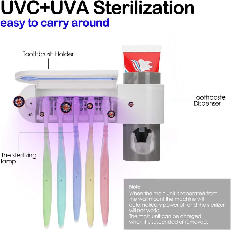 MHome Ultraviolet Sanitiser & Toothbrush Holder With Toothpaste Dispenser