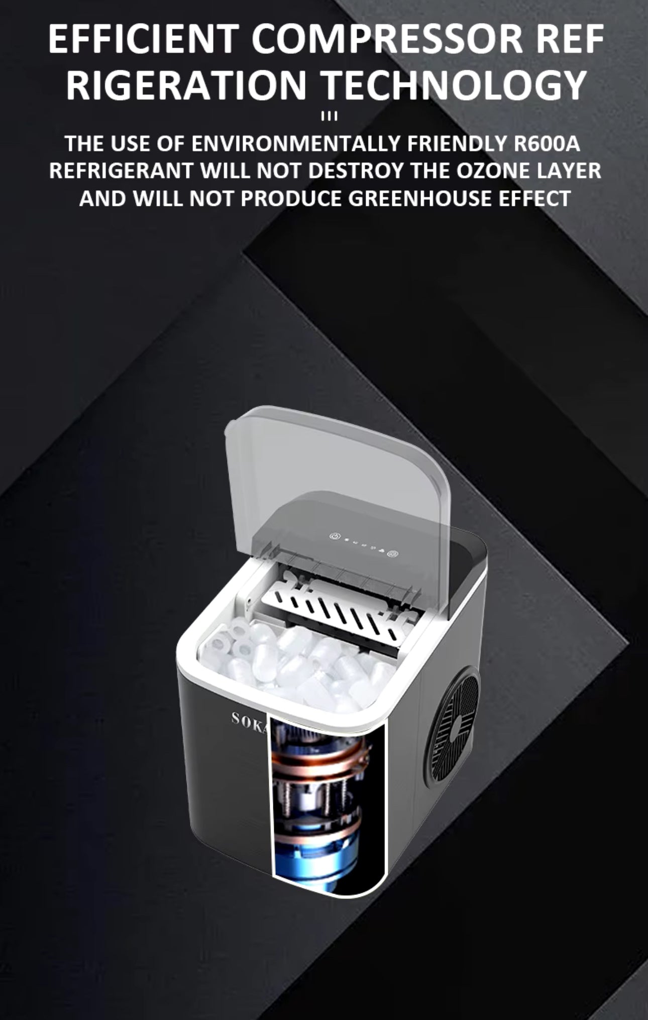 SOKANY automatic family ice maker makes ice quickly in a few minutes, convenient and energy-saving